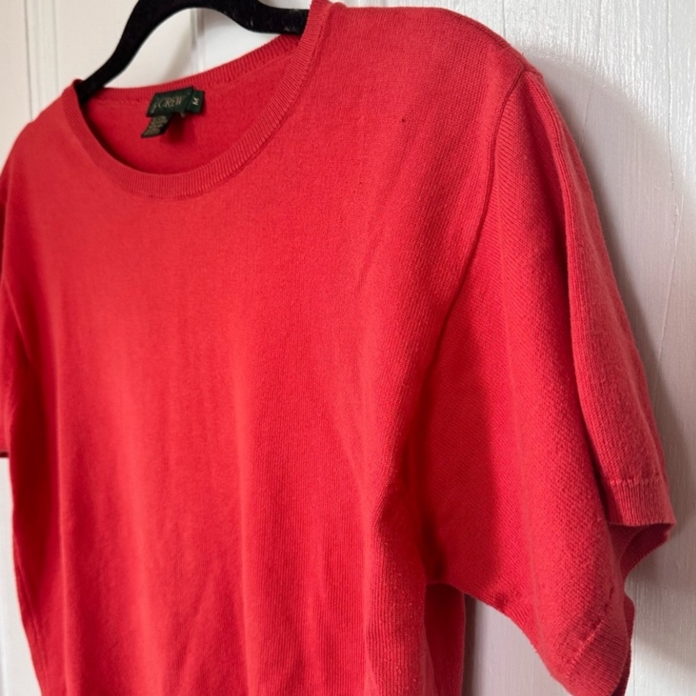 J Crew Light Red Short Sleeve Sweater Size Medium - Picture 4 of 8